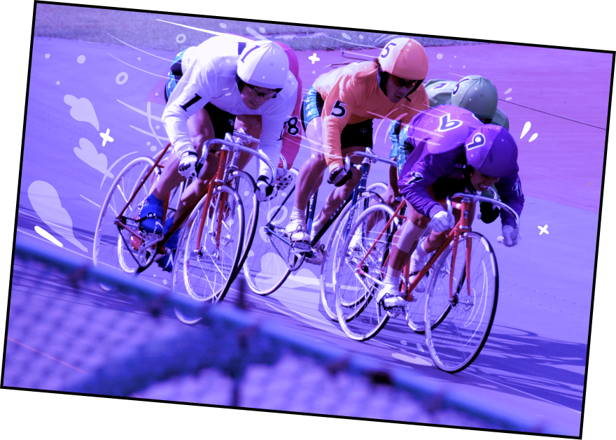 Final sprint to the finish line, at the Omiya Keirin race